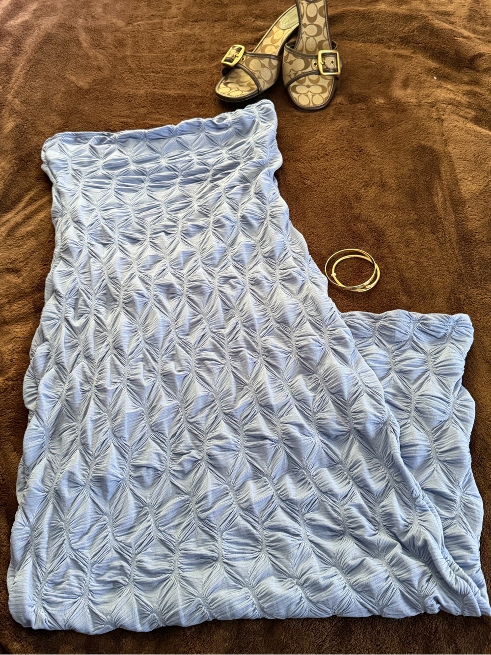 Blue scrunched maxi dress